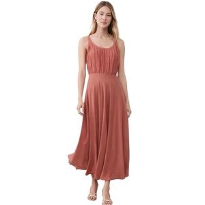 Banana Republic Women’s Pleated Coral‎ Sleeveless Pockets Midi Dress Size 18 NWT